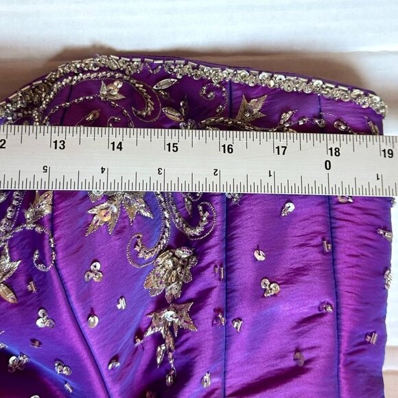 Strapless Purple Satin Corset Ball Gown Pageant Quinceanera Sweet 16 Prom Dress - Picture 11 of 16